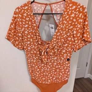 Abercrombie Orange Floral Bodysuit